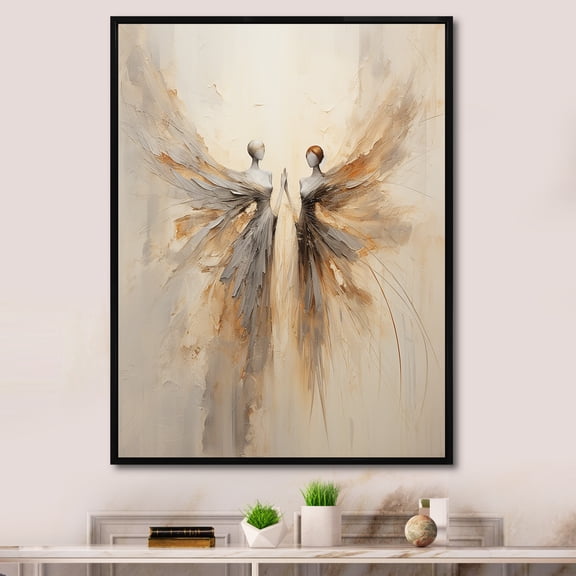 Designart "Minimalist Fantasy Realms I" Fairies Floater Framed Canvas Wall Art