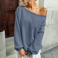 thumbnail image 4 of successthop Off the Shoulder Sweatshirt for Women Fleece Lined Long Sleeve Streetwear Oversized Tops Solid Sweaters M, 4 of 8