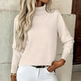 thumbnail image 2 of 2025 Sweaters for Women Long Sleeve Turtleneck Tops Fall Winter Soft Warm Cozy Wool Knit Sweater Pullover Beige S, 2 of 5