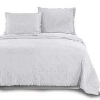 Kasentex  3-Piece Stone Washed Quilt Set Soft Cotton Reversible Bedspread Coverlet Set Light Grey King