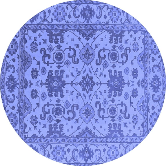 Ahgly Company Indoor Round Oriental Blue Traditional Area Rugs, 8' Round