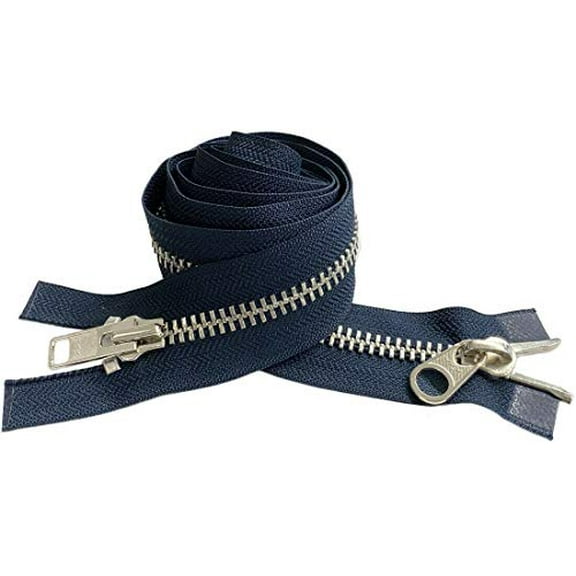 YKK #10 Extra Heavy Duty Aluminum Navy Parka"2-Way" Dual Separating Jacket Zipper - Choose Your Length - Color: Navy #560 - Made in The United States (1 Zipper Per Pack) (27" Inches)