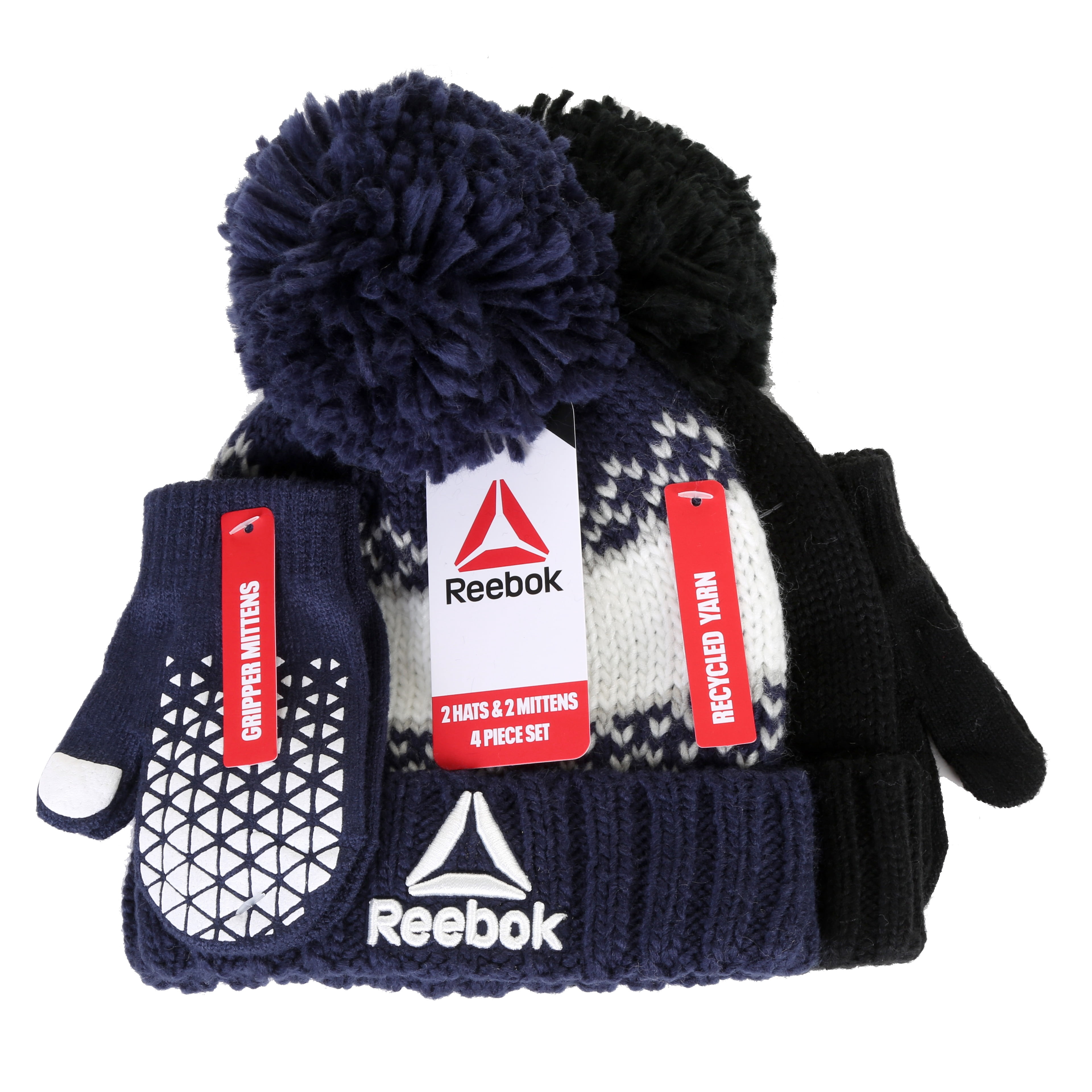 Reebok Toddler Beanie and Mitten Sets, 2- Pack, 6- Piece