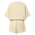 thumbnail image 3 of OGLCCG 2 Piece Cotton Linen Sets for Women V Neck Short Sleeve Tops and Wide Leg Shorts Summer Casual Beach Outfits with Pockets,XXXL, 3 of 7