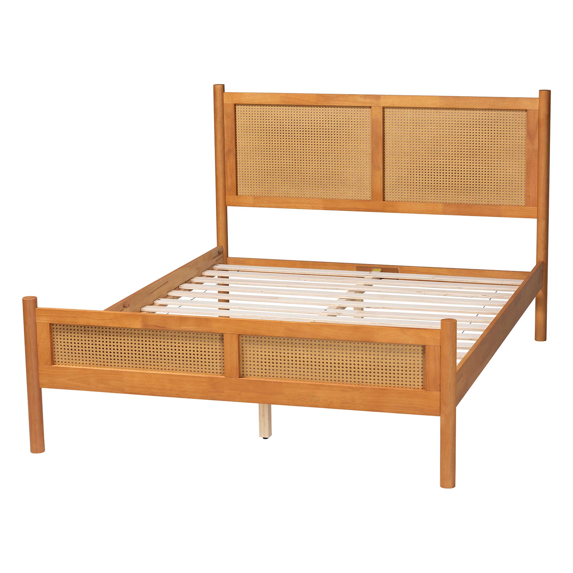 Baxton Studio Jenn Japandi Platform Bed, Queen, Golden Brown