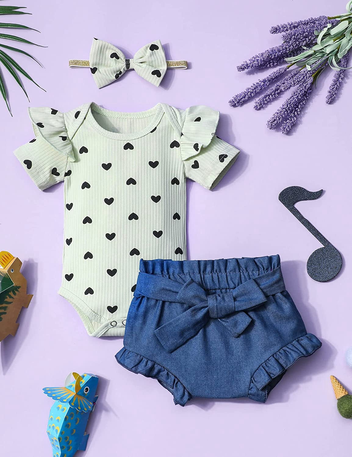 Baby Girl Clothes, Baby Clothes for Girls Short Sleeve Tops Summer Ruffle Shorts Set Infant Girl Clothes3-6Months