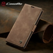 CaseMe Wallet Case Anti-Fall Retro Handmade Leather Magnetic Case Card Slot for Samsung Galaxy Note 10 PLUS (Brown)