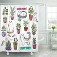 thumbnail image 1 of Cortina de Ducha Pintada a Mano ABPHQTO diseño de Gato Ute y Plantas en Maceta 150x180 cm, 1 of 1