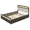 thumbnail image 4 of Harper & Bright Designs Queen Size Platform Bed Frame with Trundle and 2 Drawers, Wood Bed Frame with Padded Headboard, Espresso, 4 of 18
