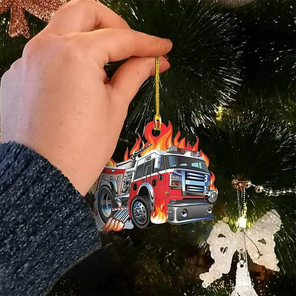 Chmadoxn Christmas Decorations DIY Fireman Equipment Hanging Pendant For Christmas Tree Decoration With Lanyard Car Rearview Mirror Backpack Pendant Crafts Collection Gift