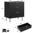 thumbnail image 2 of Negra fluted 3 - cajón cómoda dormitorio - moderno nightstand con deep cajones, chest of cajones con de anchura top, de madera organizer y side mesa sala de estar, hallway, o niños room, 2 of 8
