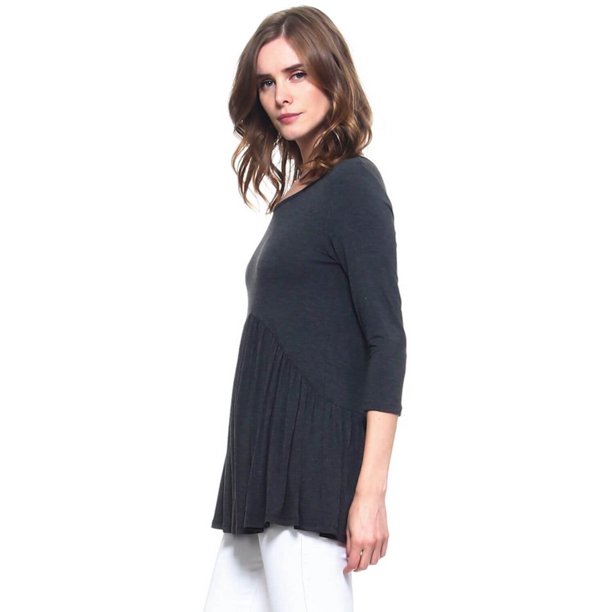 トップス HEVE Arch Peplum knit charcoal Women's Peplum Knit Top, Heather Charcoal, M - Walmart Business