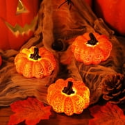 Taicans Glass LED Pumpkins Light with Timer for Halloween Pumpkin Decorations Fall and Thanksgiving Decor