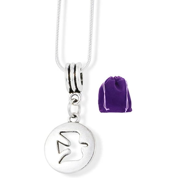 Dove Symbol of Peace Cutout in Round Charm Snake Chain Necklace