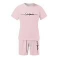 thumbnail image 4 of Men'S Waffle Shirt and Shorts 2 Piece Set, Short Sleeve Hooded Shirt and Beach Shorts Set Athletic Running Gym Outfits (Pink,M), 4 of 5