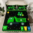 thumbnail image 2 of Castle Fairy Garbage Truck 4-Piece Full Size Sheets,Black Green Bed Sheets,Polka Dots Lightweight Sheet Sets,Geometric Stripes Bedroom Decor, 2 of 7