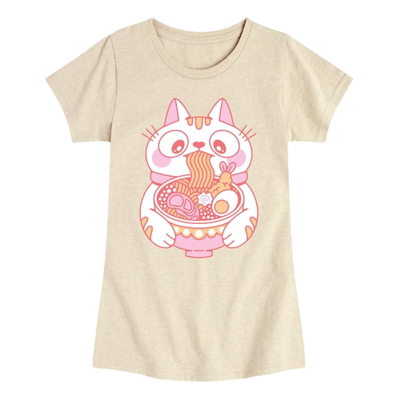 Instant Message - Ramen Cat Fitted Short Sleeve Graphic T-Shirt