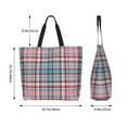 thumbnail image 5 of ZICANCN Pink Check Plaid Background Tote Bag, Grocery Bags Reusable Shopping Bags with Handles Durable Foldable Washable for Women Men, 5 of 8