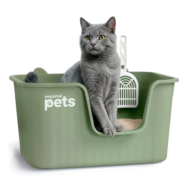 Arenero Para Gato Caja De Arena Grande Con Pala Esquimal Pets Color Verde