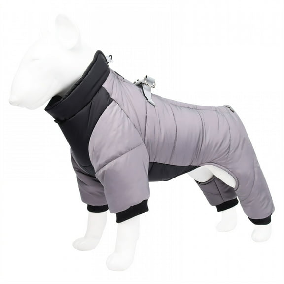 TELOLY 1Pcs Dog Snowsuit,Polyester Dog Coats for Medium Dogs,Puppy Clothes,Gray,L