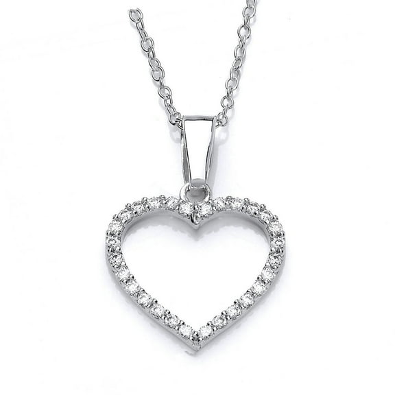 1.0CT Diamond Open Heart Pendant Necklace in Sterling Silver