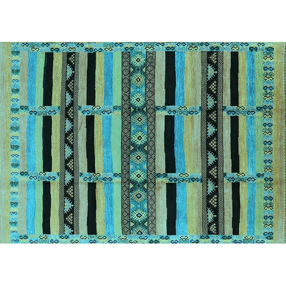 Ahgly Company Indoor Rectangle Solid Light Blue Modern Area Rugs, 2' x 3'
