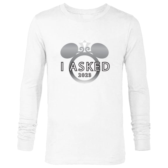 Disney I Asked 2023 Engagement Ring Proposal Mickey - Long Sleeve T-Shirt for Men - Customized-White