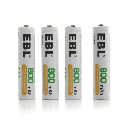 EBL 4-Pack 1.2v AAA Battery 800mAh Ni-MH Rechargeable
