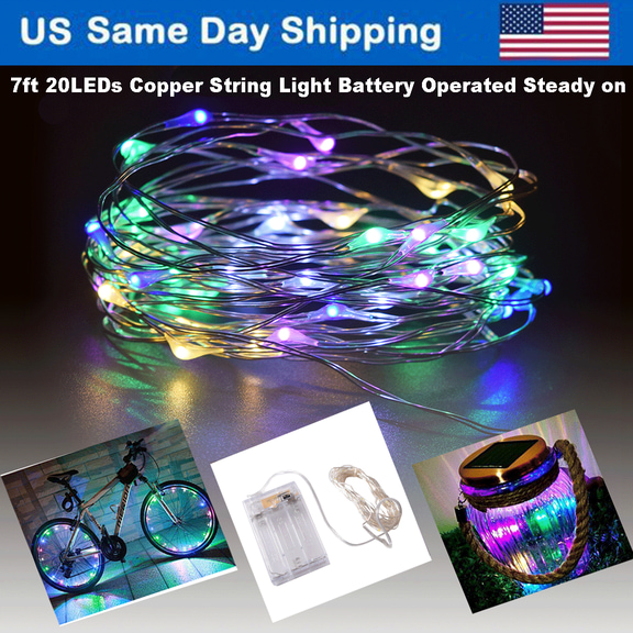 LED Copper Wire String Lights - 7ft 20LEDs Multi-color Fairy Lights Battery Operated for Christmas Bedroom Garden Patios Wedding Party Decoration