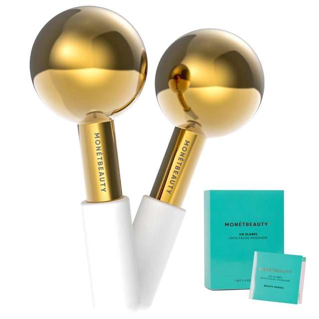 Bolas de Hielo MonétBeauty de Acero Inoxidable para Tratamientos Faciales Dorado