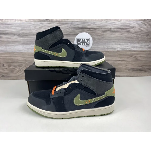*N I-K-E A i r-Jor-dan 1 Mid SE Craft Anthracite Black Sky Olive Men's FD6817-003