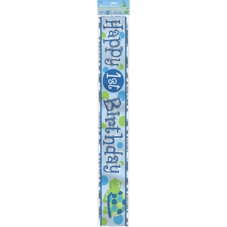 12' First Birthday Turtle Foil Banner