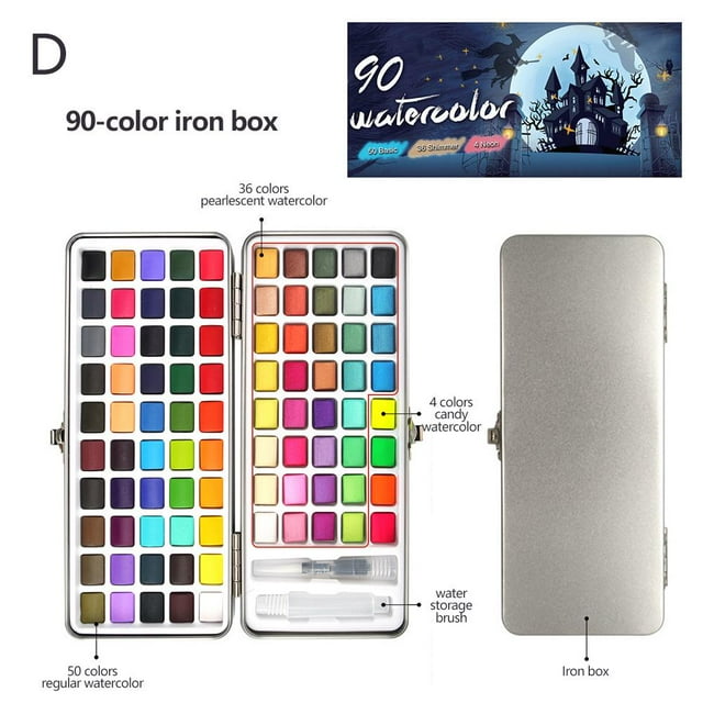 50/72/90 Colors Pure Water Color Paint Set Metal Iron Watercolor Art~ Paint S1G P9D4