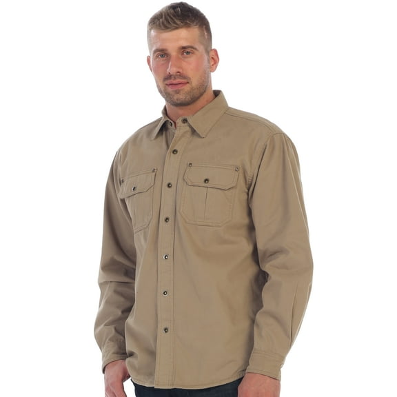 Gioberti Men's 100% Cotton Brushed and Soft Twill Shirt Jacket with Flannel Lining