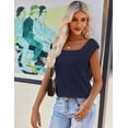 thumbnail image 2 of Zeagoo Women Summer Tops Cute Square Neck Tank Tops Loose Dressy Casual Shirts Cap Sleeve Tunic Tops, 2 of 3