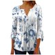 thumbnail image 1 of Camisetas de Cuello en V Mujeres, Impreso 3/4 Manga Blusa Casual Hecha de Cómodo Estante de Imitación para Toda la Temporada de Uso Diario, Camisetas Casuales de Mujer, 1 of 5