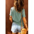 thumbnail image 1 of ABPHQTO Camiseta de manga corta de encaje con cuello en V verde para mujer, 1 of 5