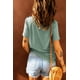 thumbnail image 1 of ABPHQTO Camiseta de manga corta de encaje con cuello en V verde para mujer, 1 of 5