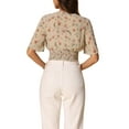 thumbnail image 3 of INSPIRAR CHIC Blusas Cortas de Manga Corta con Cuello en V de Verano con Estampado Floral XS Amarillo Claro, 3 of 6