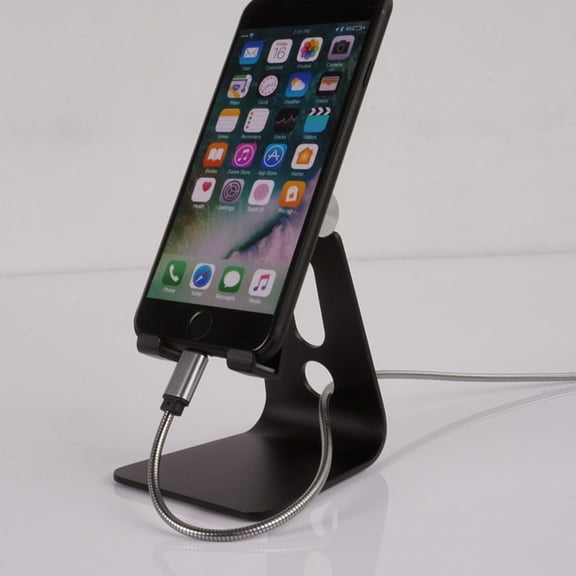 Adjustable Aluminum Stand Multi-Angle Cell Phone Holder Cradle Dock Stand for iPhone 7 6 6s Plus 5 5s 5c Tablets Android Smartphone Universal Phone Stand (Black)