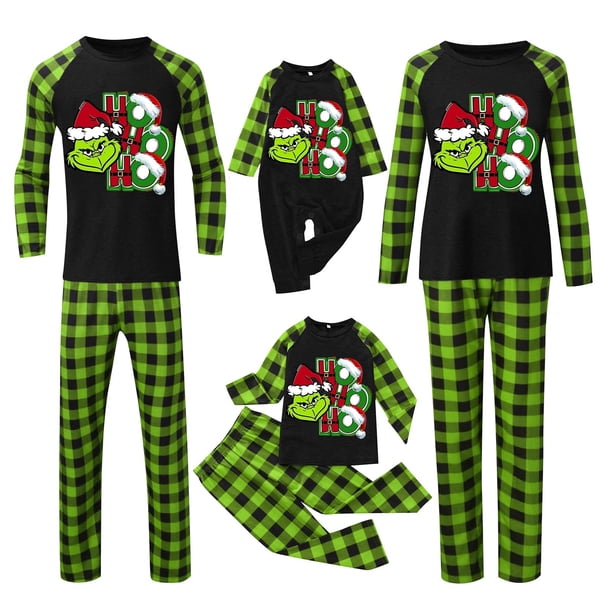 Pijamas navideños a juego Grinch - TKing Fashion 2024 Nuevos conjuntos de pijamas navideños familiares a juego Grinch, pijamas navideños navideños para parejas, adultos y niños, Mujer XXL