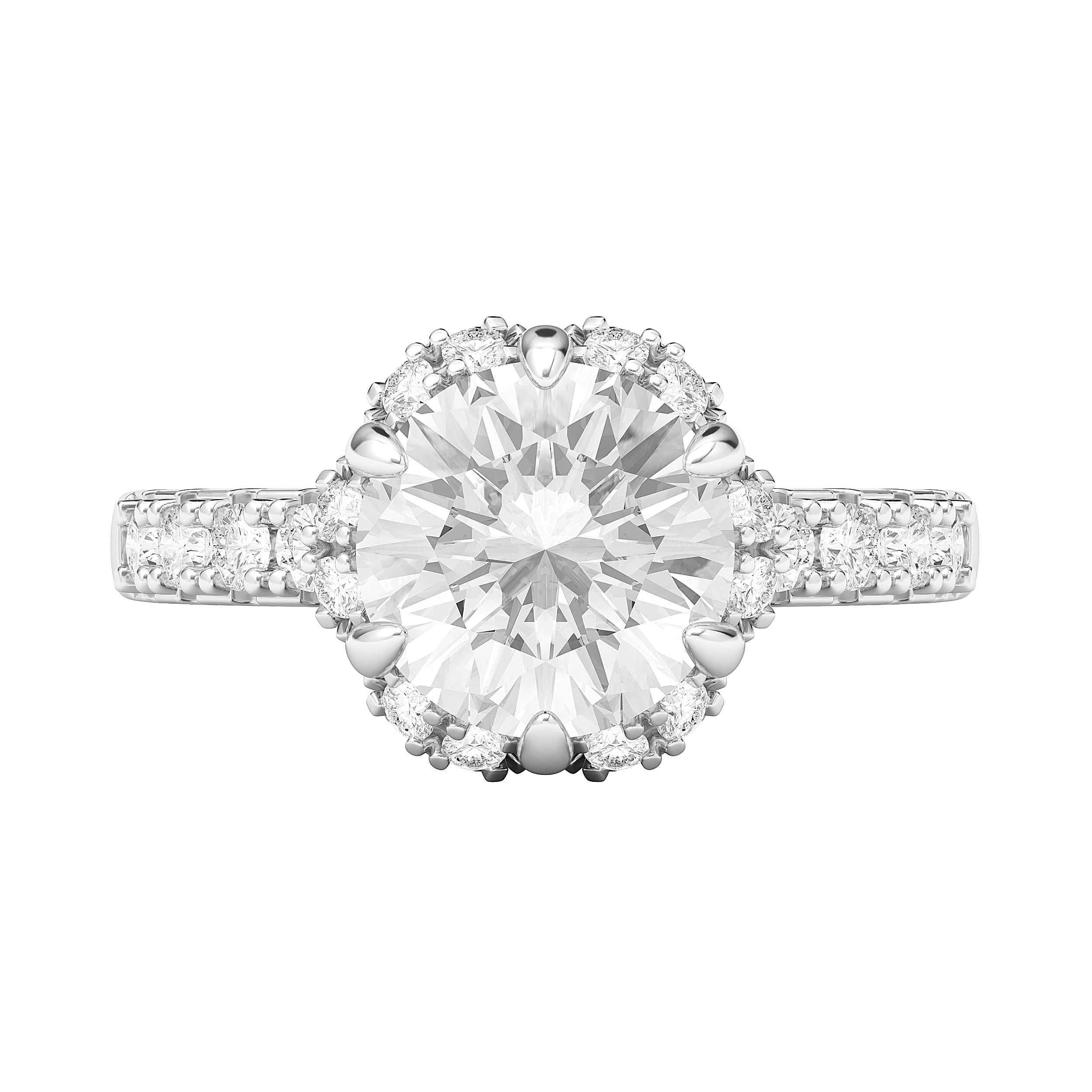 Sterling Silver Flower Style Halo 2CT Simulated Diamond Engagement Ring Promise Bridal Ring For Women (8)