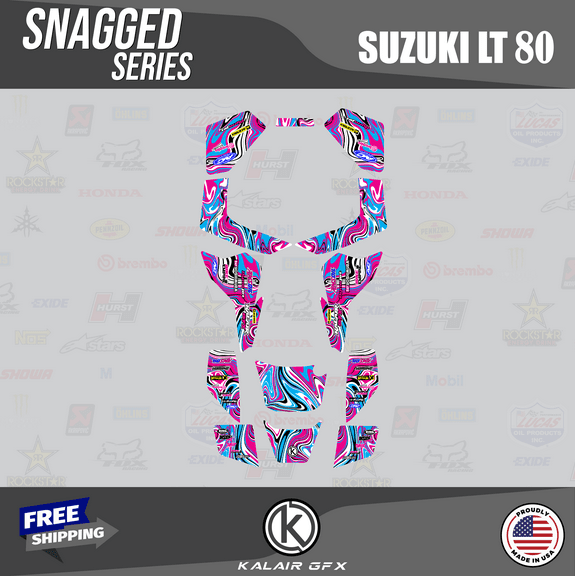Kalair GFX Graphics Kit for Suzuki ATV LT80 LTZ80 (All Years) Snagged Series