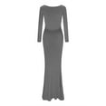 thumbnail image 4 of Vestido largo ajustado sin espalda, de color liso y cuello en V, para mujer: estilo informal y sexy para fiestas, trabajo y vacaciones, 4 of 8