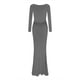 thumbnail image 4 of Vestido largo ajustado sin espalda, de color liso y cuello en V, para mujer: estilo informal y sexy para fiestas, trabajo y vacaciones, 4 of 8