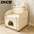 thumbnail image 3 of Fabric Accent Chairs, Beige Bunny-Ear Pet-Friendly Armchair with Built-in Cat & Dog Hideaway, Cozy Dual-Use Sofa Chair with Side Pocket, 27.4 x 25.2 x 37.4 inch, Beige Accent Chairs, 3 of 11