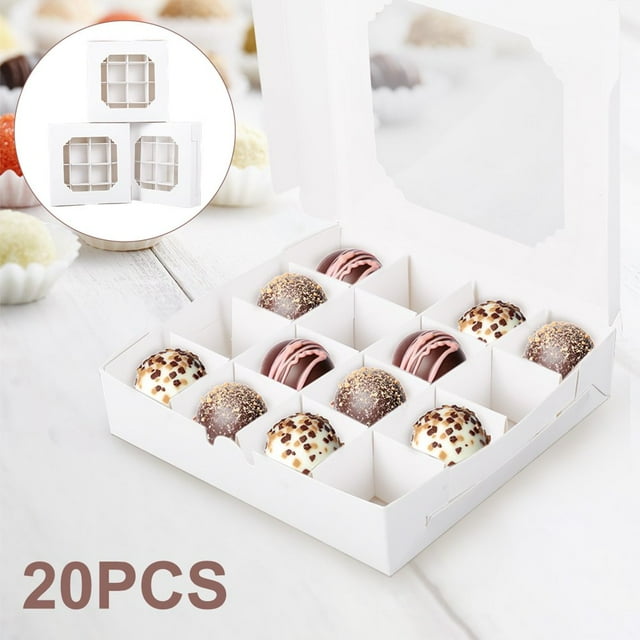 20pcs Empty White Pick and Mix Sweet Boxes with Inserts Clear Window and Divider for Chocolate Sweet Gift Assortment