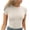 Beige, variant on GigrtiJin Womens Summer Tops Ruffle Round-Neck Eyelet Hollow out Solid Color Shirts Short Sleeve Fashion Basic Blouses
