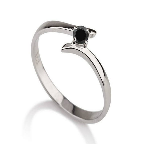 .50 carat Round Cut Black Diamond Solitaire Engagement Ring in 10k White Gold