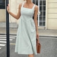 thumbnail image 4 of DHFJKG Summer Midi Dresses For Women Striped Square Neck Casual Sleeveless Swing A Line Dress Wedding Guest Dress, 4 of 9